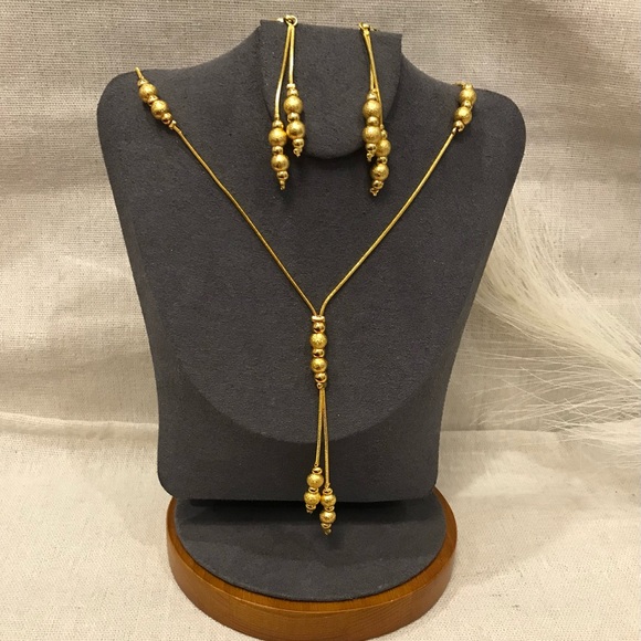 Gold Jewelry Set for Women, Golf Bead Jewelry Set, 24k Gold Plated Jewelry set - Picture 5 of 6